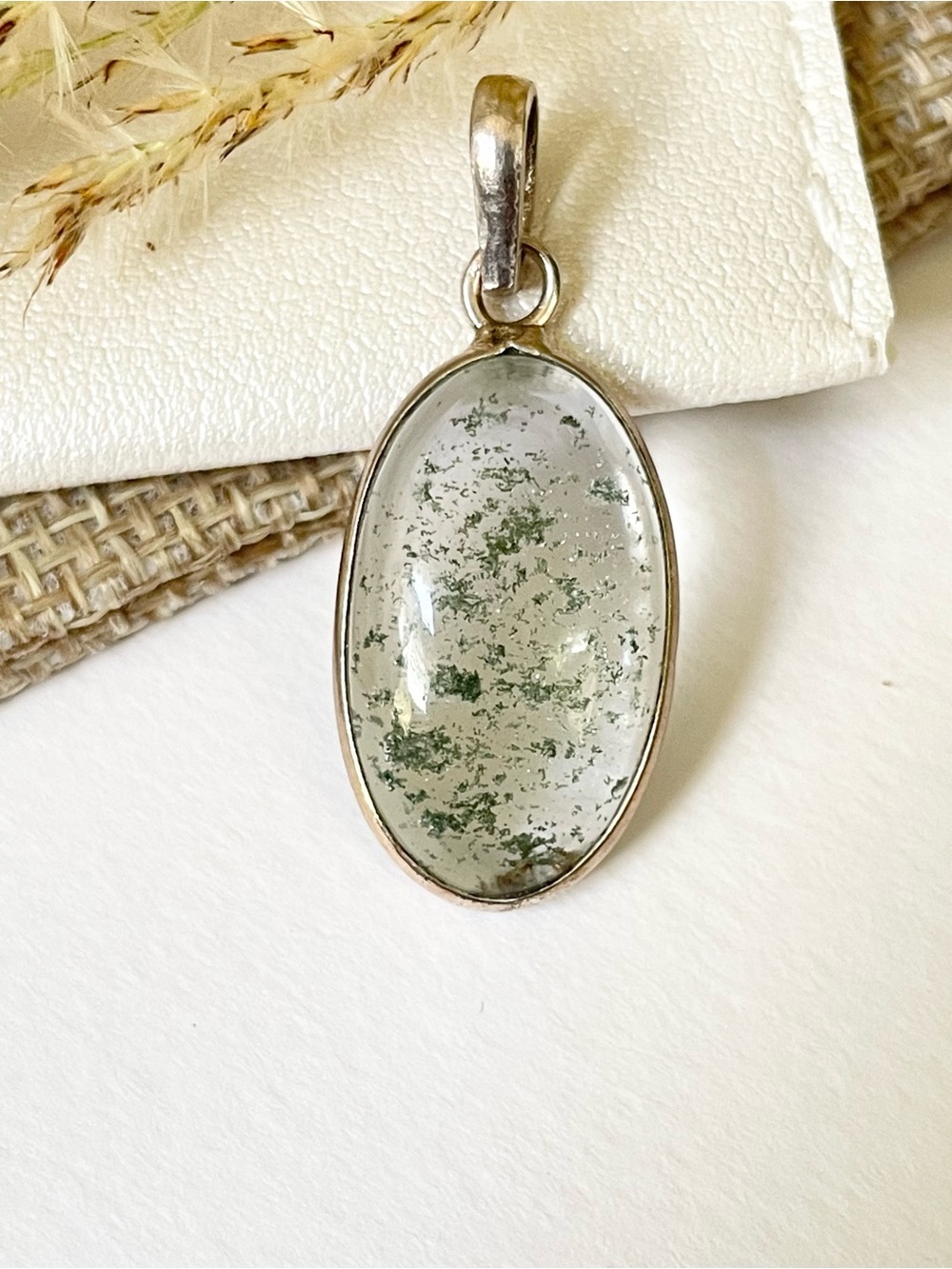 Natural Garden Quartz in 925 Sterling Silver pendent!
B O H O